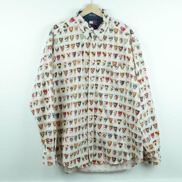 Tommy Hilfiger Other - Tommy Hilfiger Men's XL Shirt Vintage 90s Crest Allover Print Preppy Streetwear
